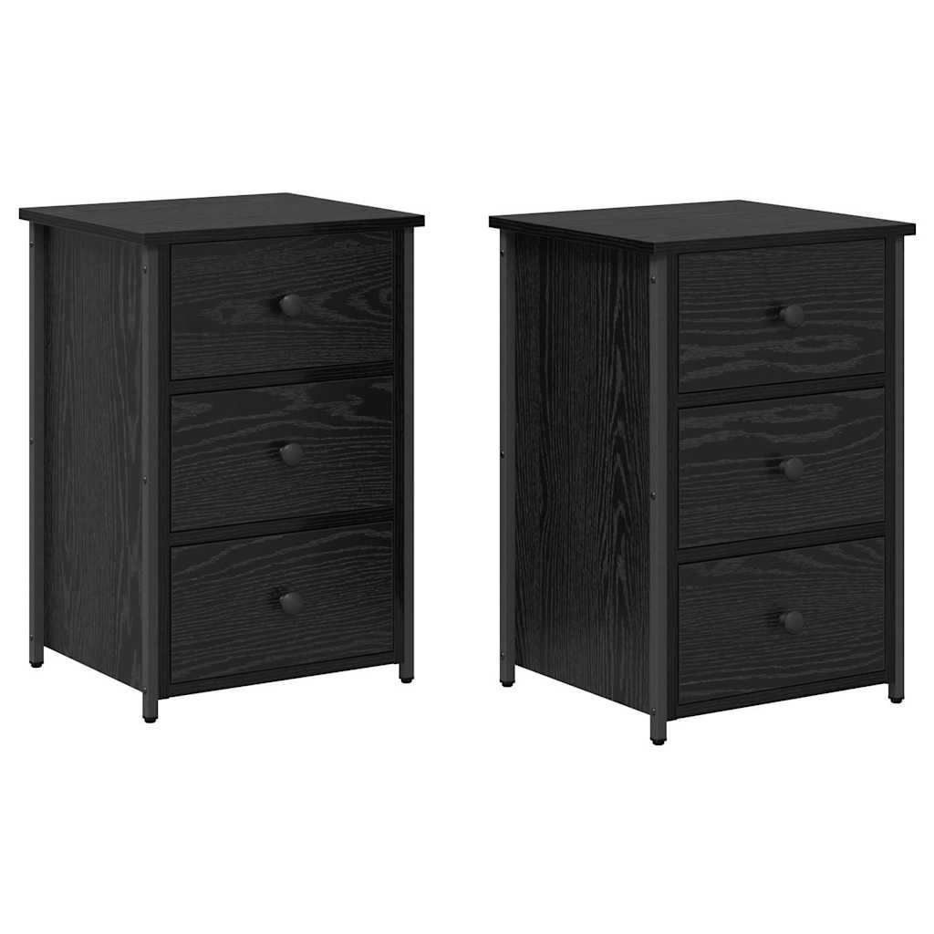 Nachttisch mit Schubladen 2 pcs Schwarze Eiche