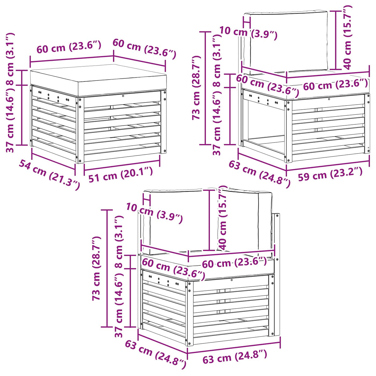 Outdoor-Sofagarnitur 7 stk. Natur und Beige