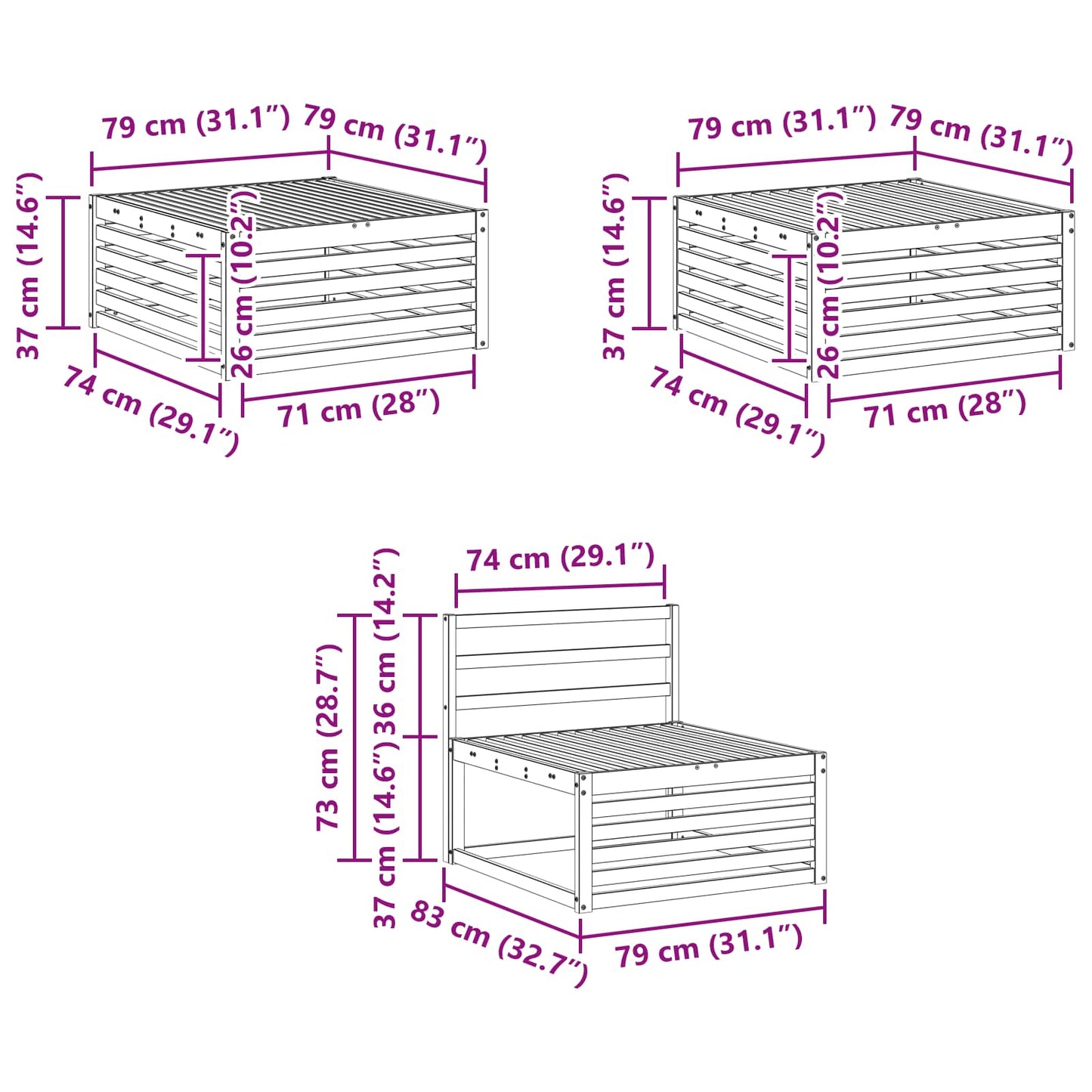 Outdoor-Sofagarnitur 6 stk. Natur Massivholz Akazie