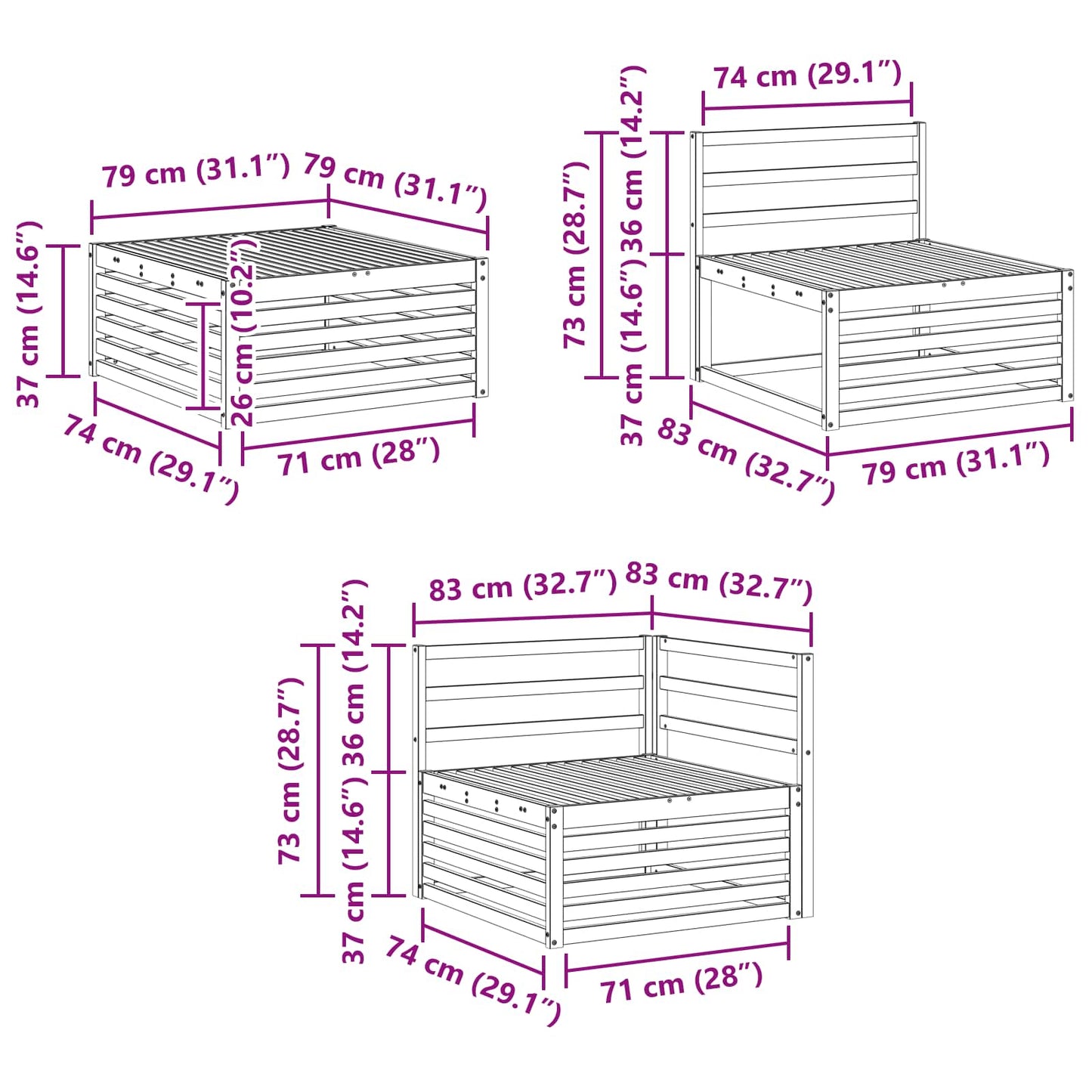 Outdoor-Sofagarnitur 6 stk. Natur Massivholz Akazie