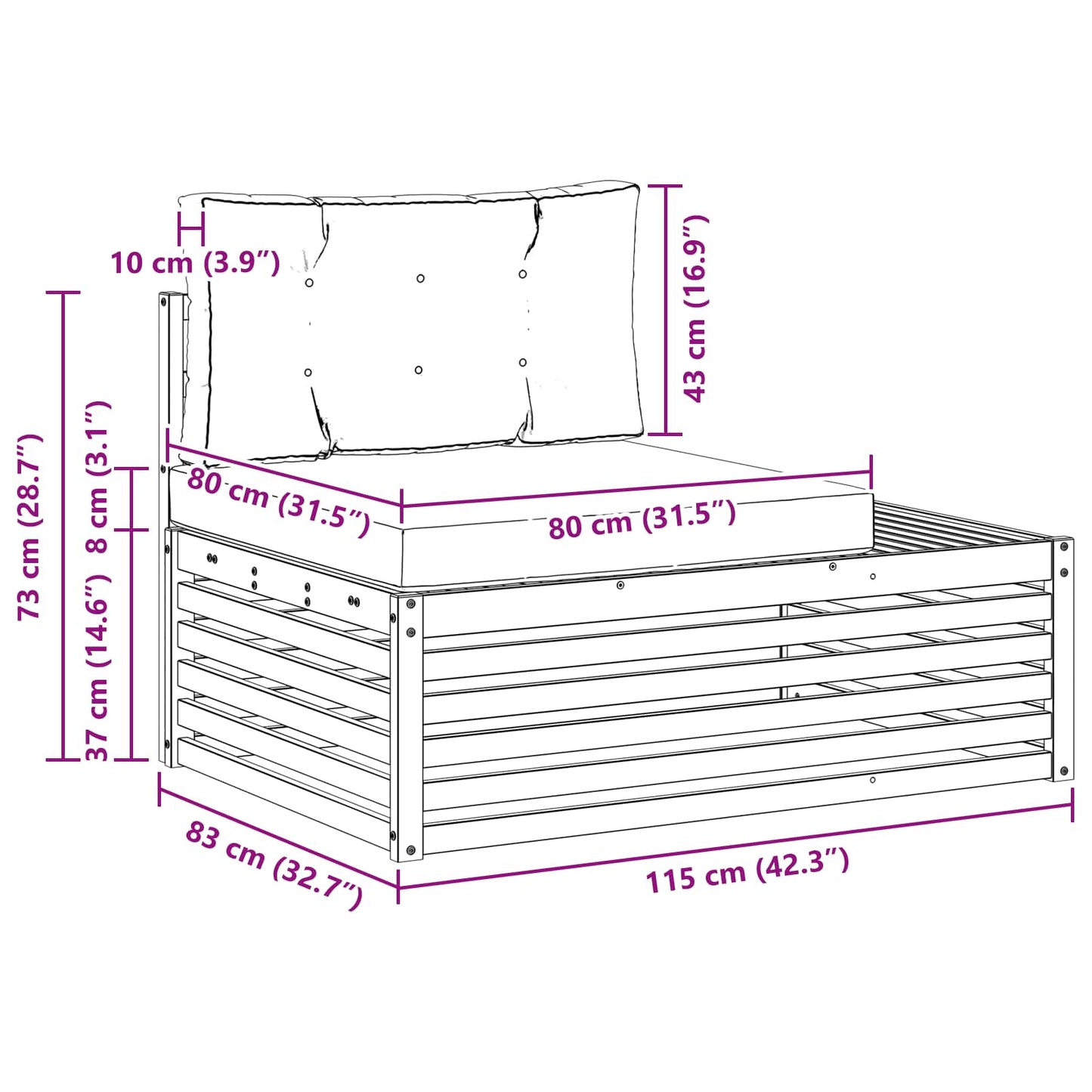 Outdoor-Sofagarnitur Natur und Anthrazit 203,5 x 83 x 73 cm