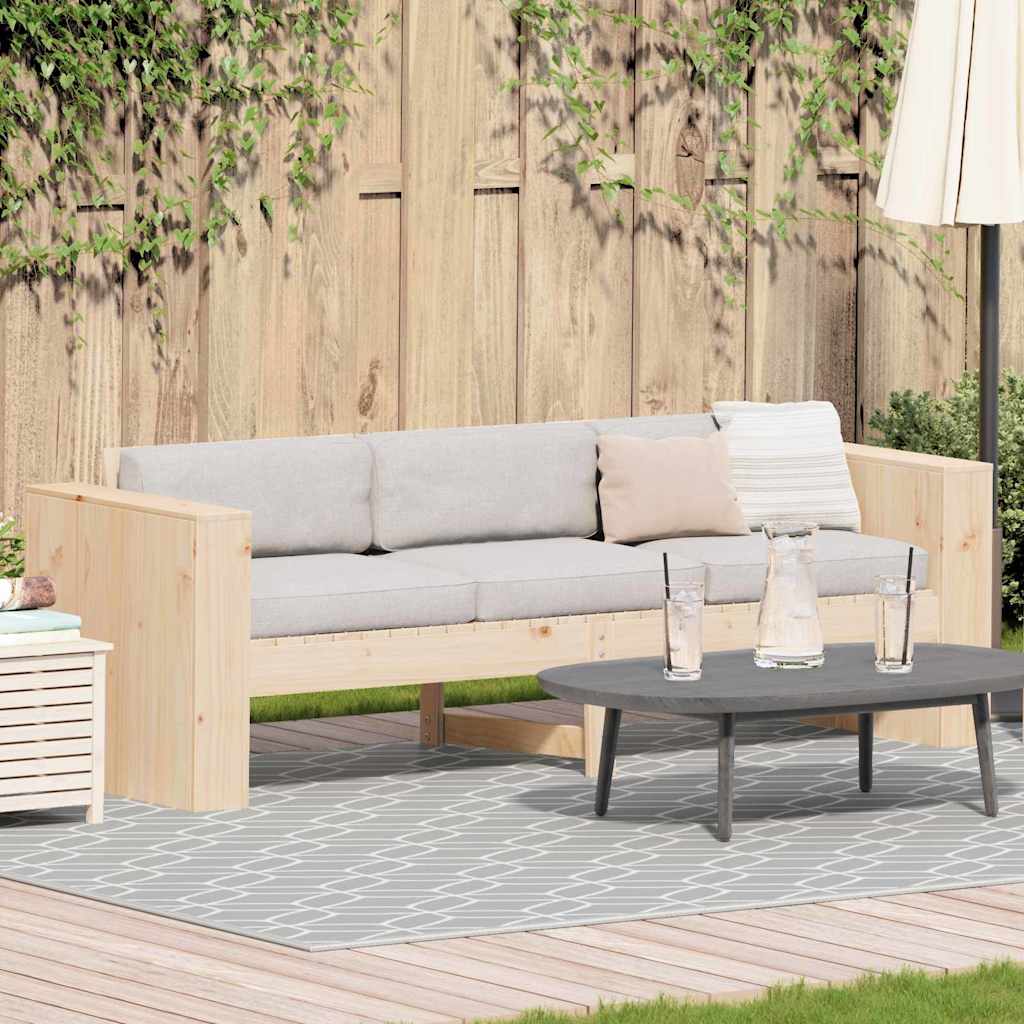 Gartensofa Braun 185.5 x 60 x 62 cm Massivholz Kiefer