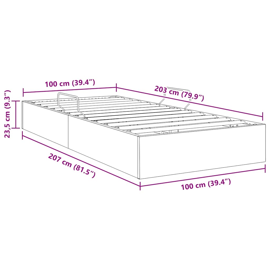 Aufbewahrungsbett mit Speicher Hellgrau 100 x 203 cm Samt