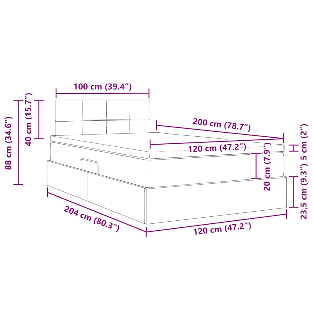 Aufbewahrungsbett mit Matratze Dunkelgrau 140 x 200 cm Samt