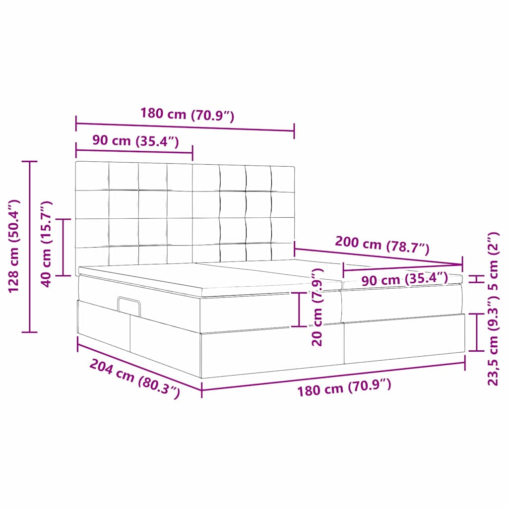 LED-Speicherbett mit Matratze Schwarz 180 x 200 cm Stoff