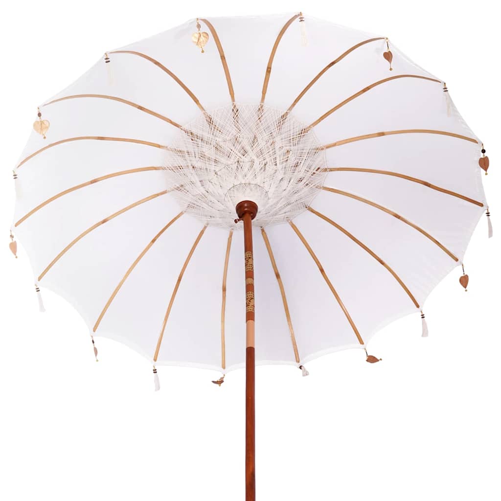 Balinesischer Sonnenschirm Creme 210-220 cm Baumwolle, Massivholz
