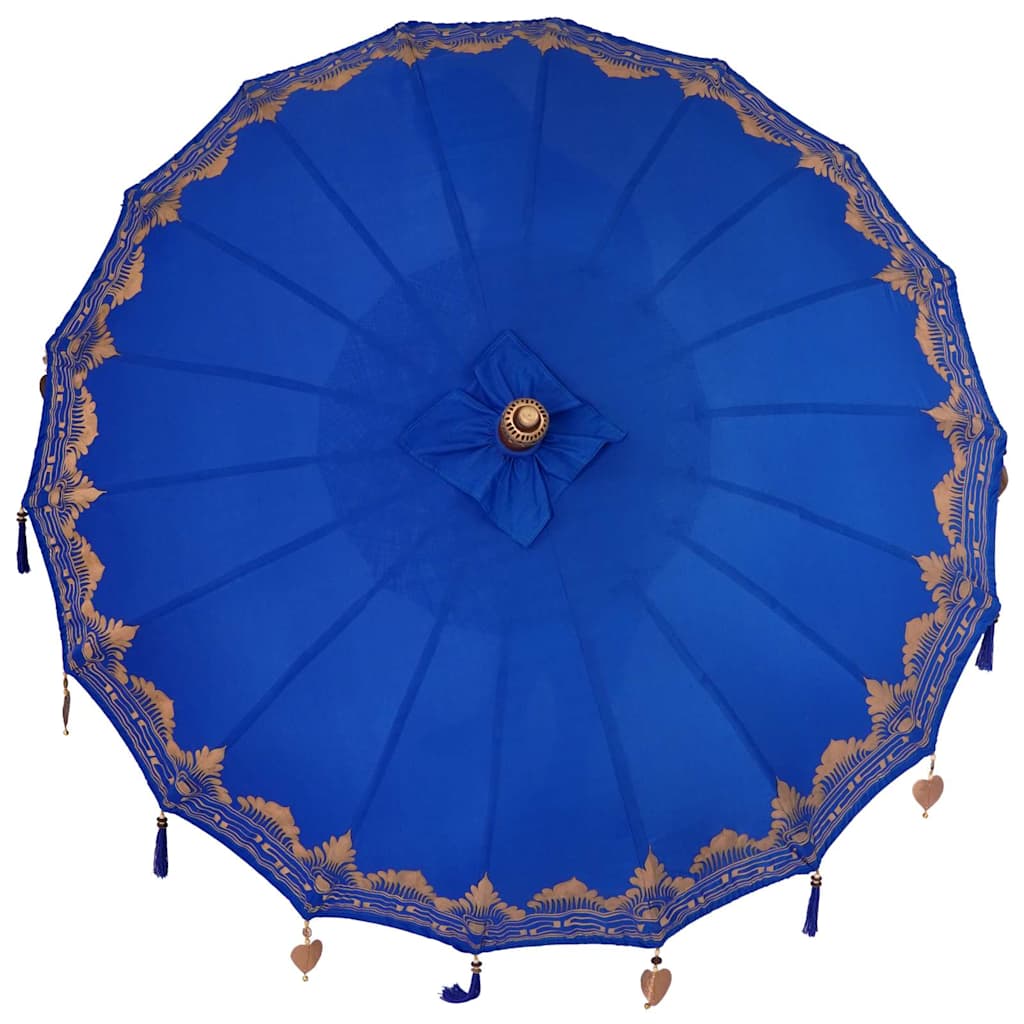 Balinesischer Sonnenschirm Blau 180-190 cm Baumwolle, Massivholz