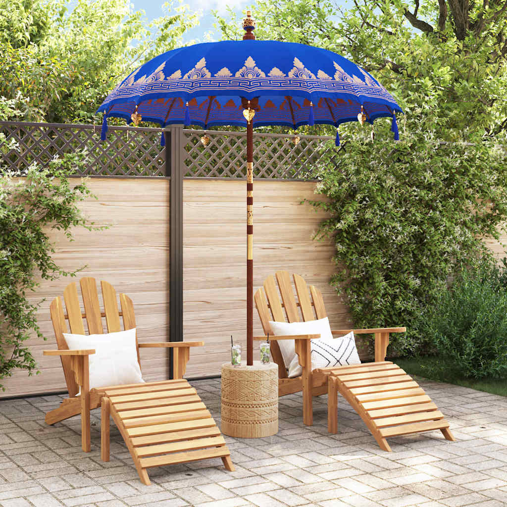 Balinesischer Sonnenschirm Blau 180-190 cm Baumwolle, Massivholz
