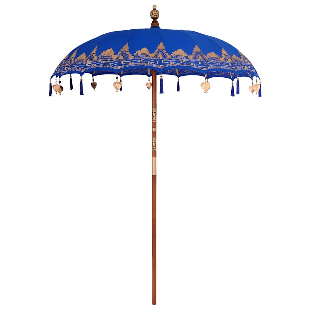 Balinesischer Sonnenschirm Blau 180-190 cm Baumwolle, Massivholz