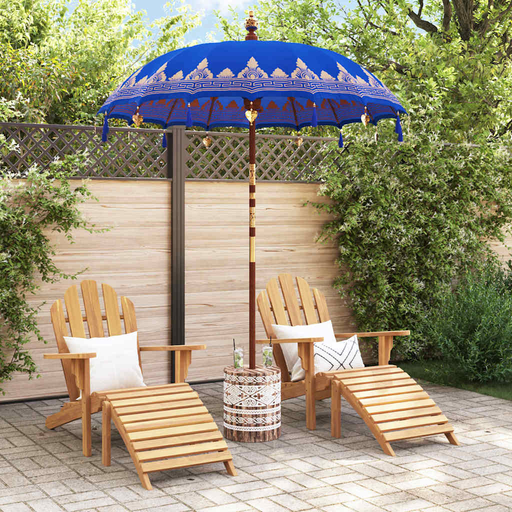Balinesischer Sonnenschirm Blau 180-190 cm Baumwolle, Massivholz