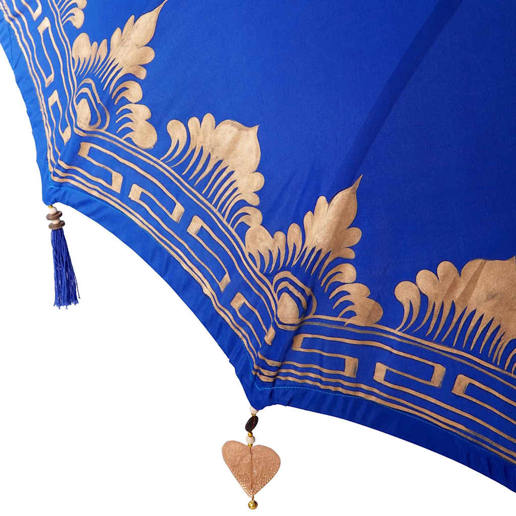 Balinesischer Sonnenschirm Blau 210-220 cm Baumwolle, Massivholz