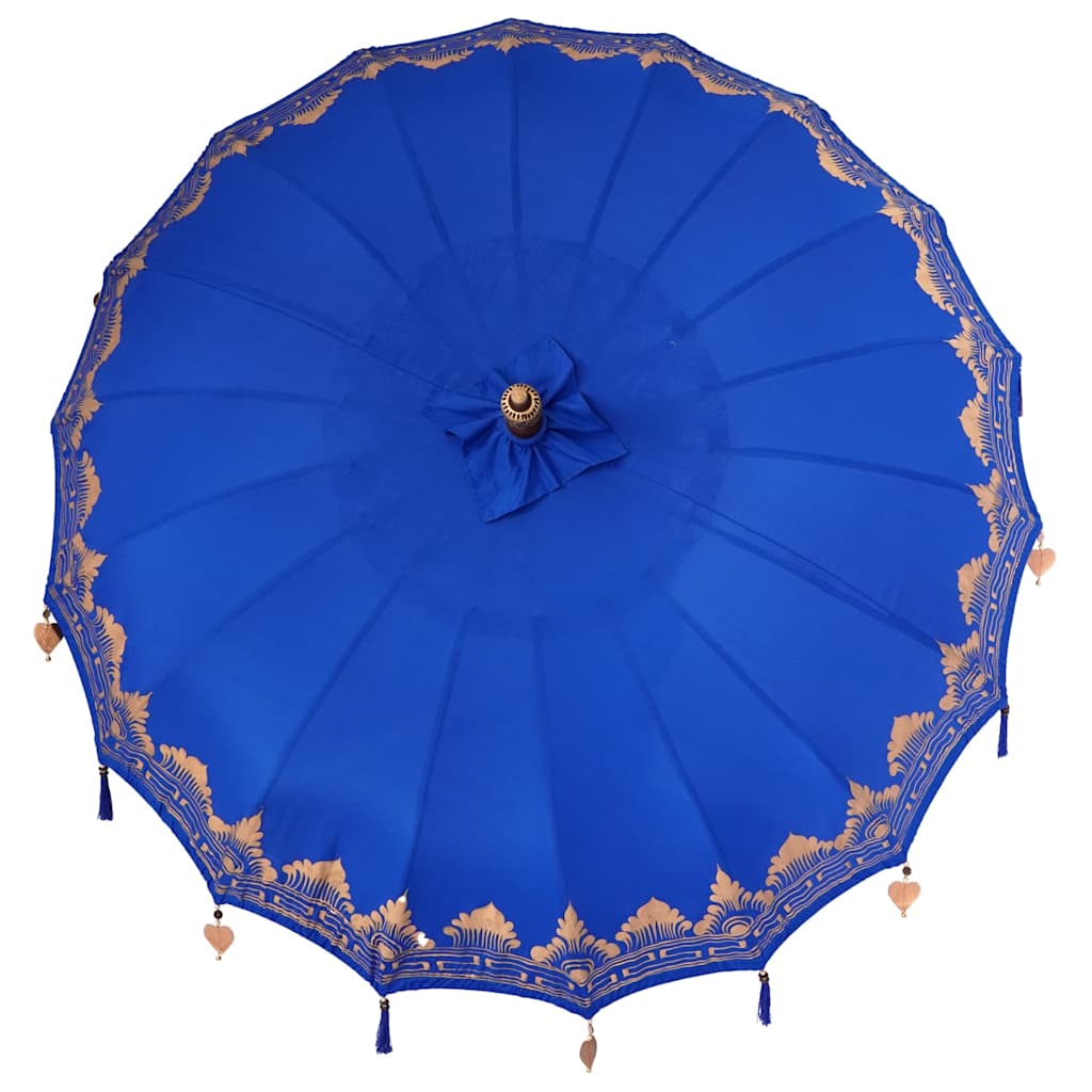 Balinesischer Sonnenschirm Blau 210-220 cm Baumwolle, Massivholz