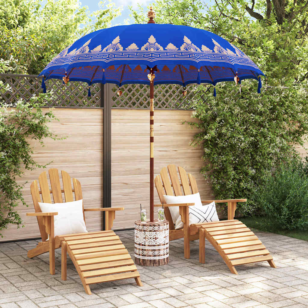 Balinesischer Sonnenschirm Blau 210-220 cm Baumwolle, Massivholz
