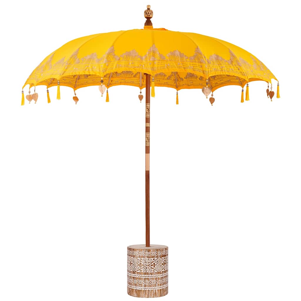 Balinesischer Sonnenschirm Gelb 210-220 cm Baumwolle, Massivholz