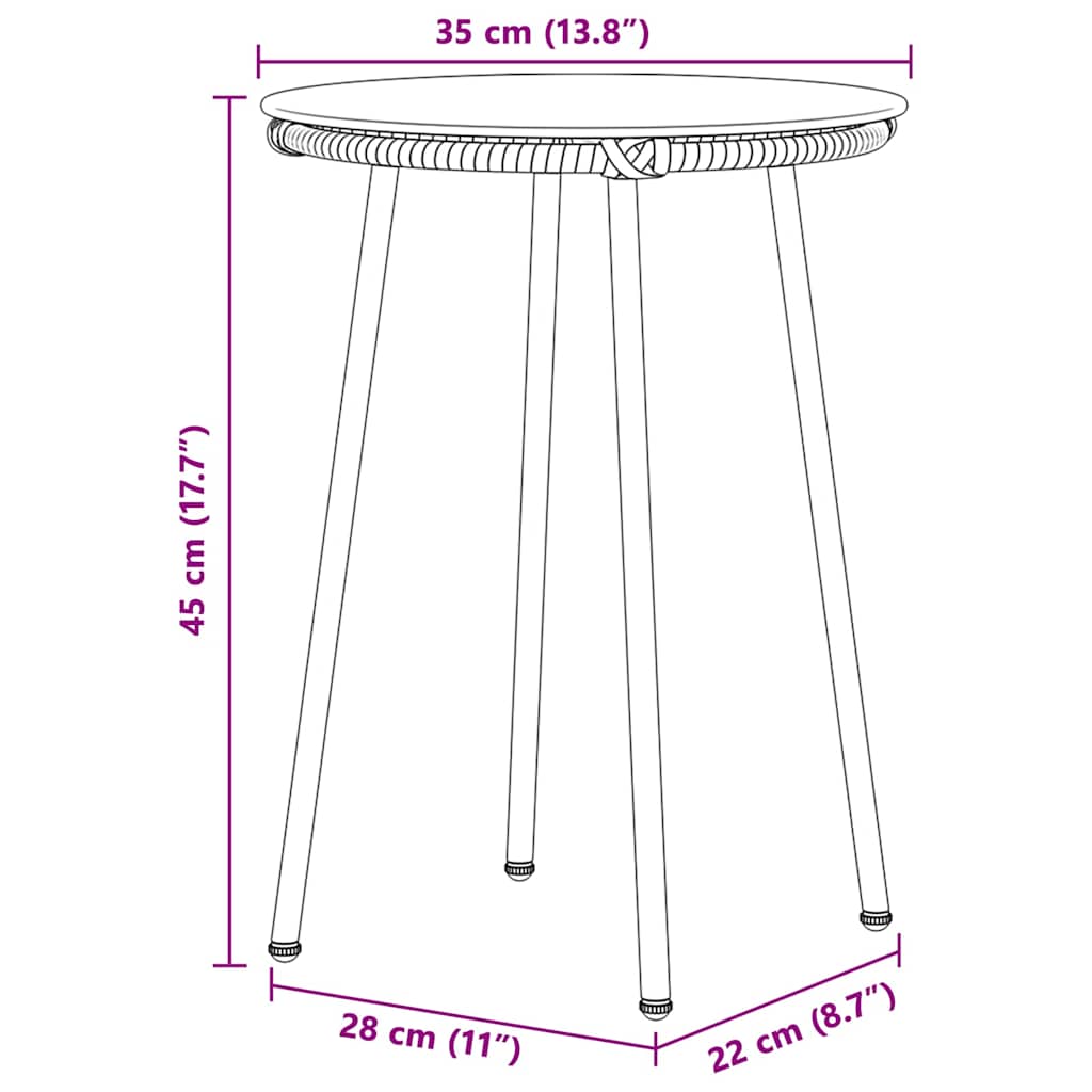 Garten Essgruppe 3 stk. Braun und Creme Poly-Rattan