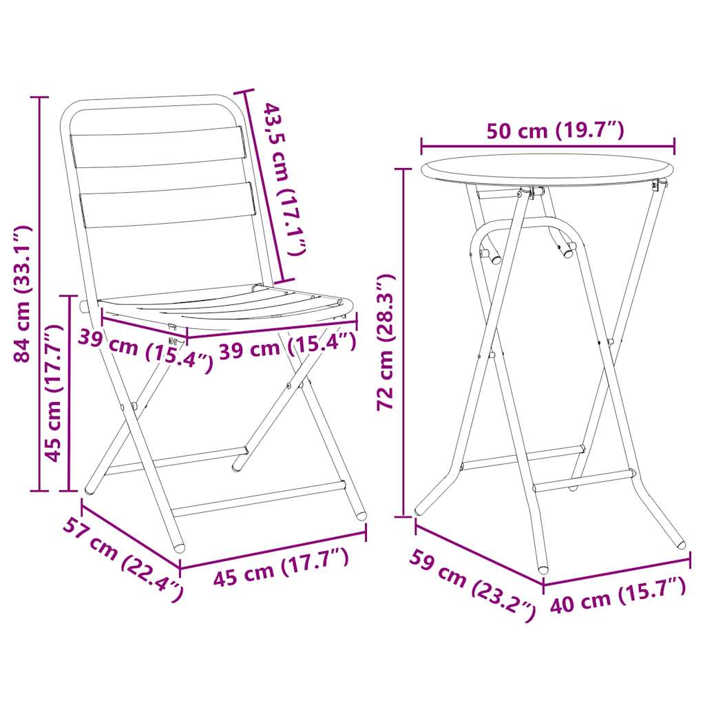 Garten Bistro Set 3 stk. Weiß Stahl