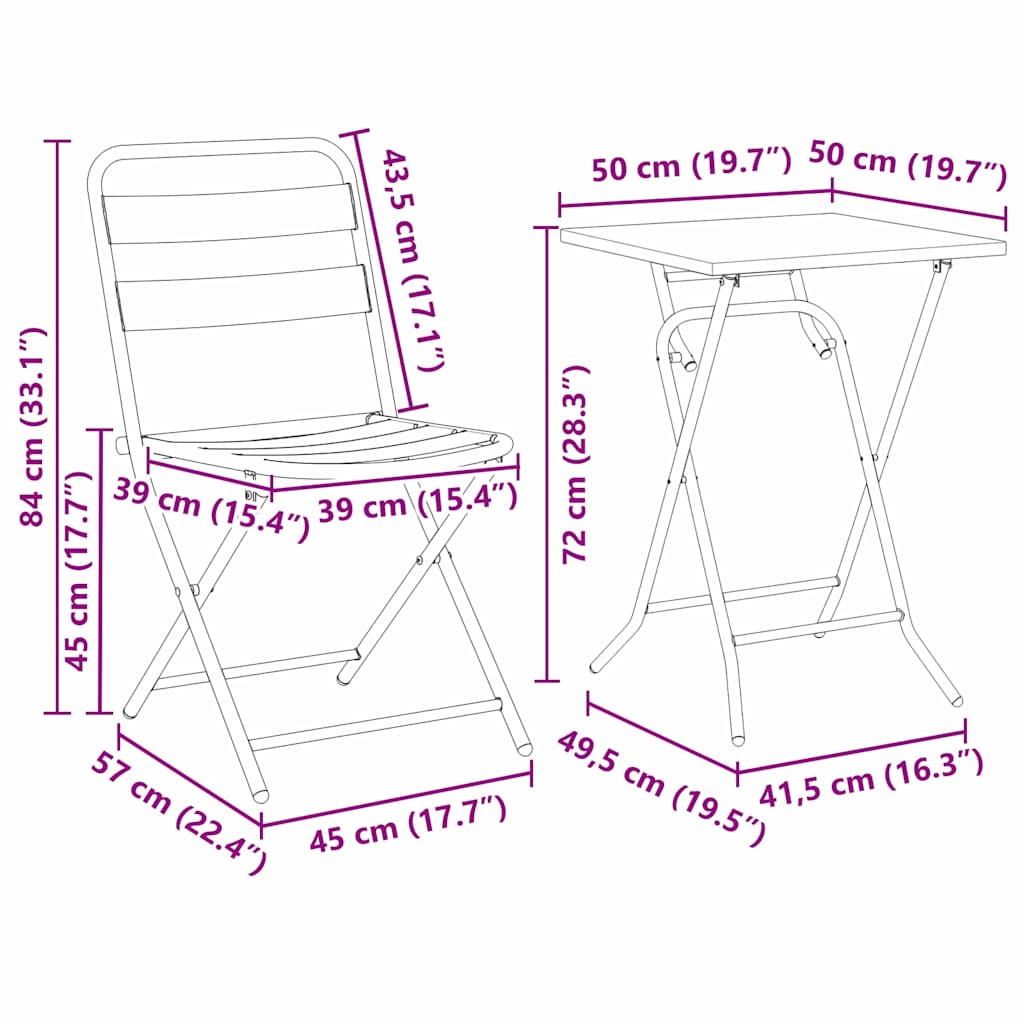 Garten Bistro Set 3 stk. Anthrazit Stahl