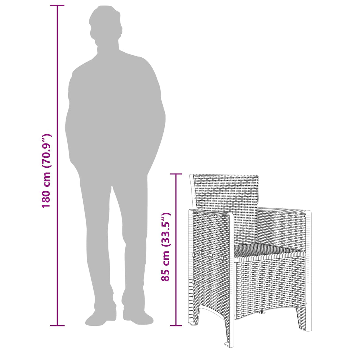 Gartenstuhl 2 stk. Braun Polypropylen