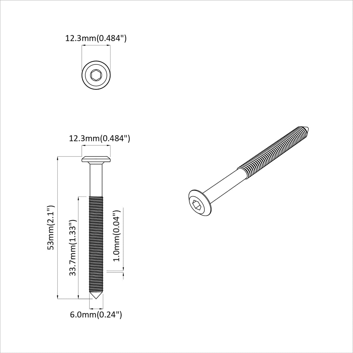 Schraube 2 stk. Silber M6 x 50 mm Stahl