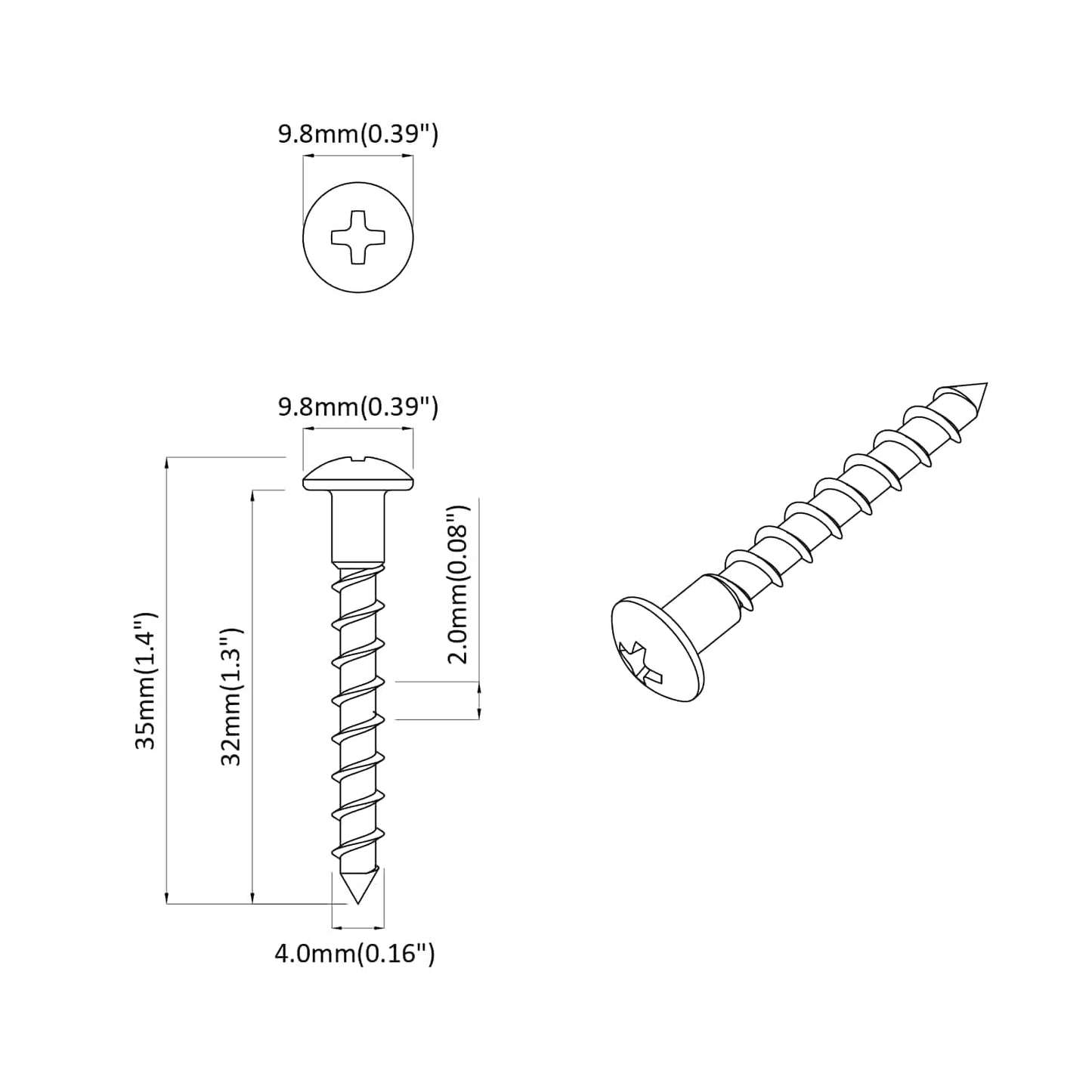Schraube 7792 stk. Silber 9,8 x 35 mm Eisen