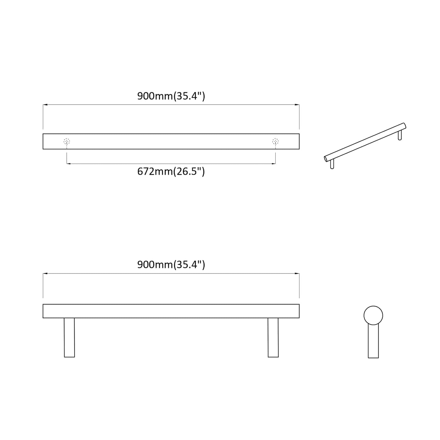 Schrankgriff 12 Stk. Silber 900 mm Edelstahl