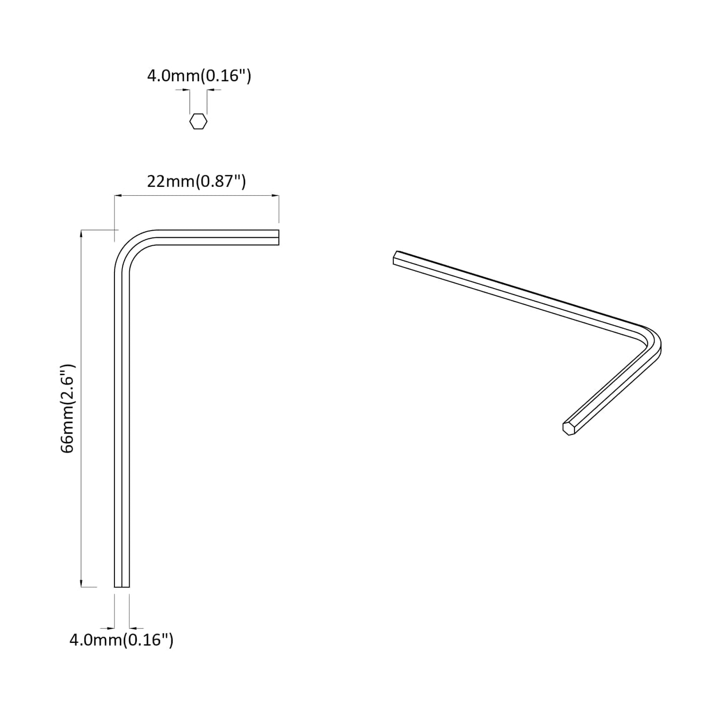 Inbusschlüssel 2118 Stk. Silber 22 x 66 mm Stahl