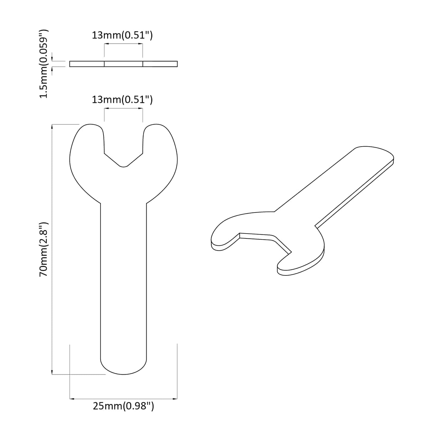 Spanner 12 Stk. Silber 13 mm Eisen