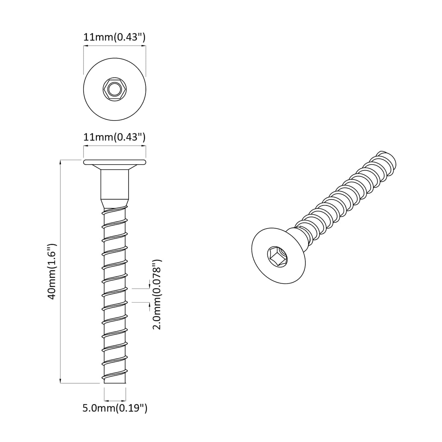 Schraube 5143 stk. Zink-beschichtet 5 x 40 mm Eisen