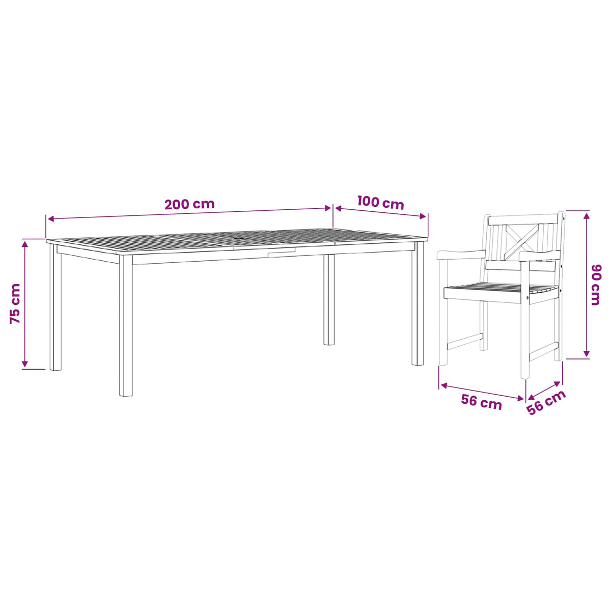 Garten Essgruppe 7 stk. 6-Sitzer Braun Massivholz Akazie