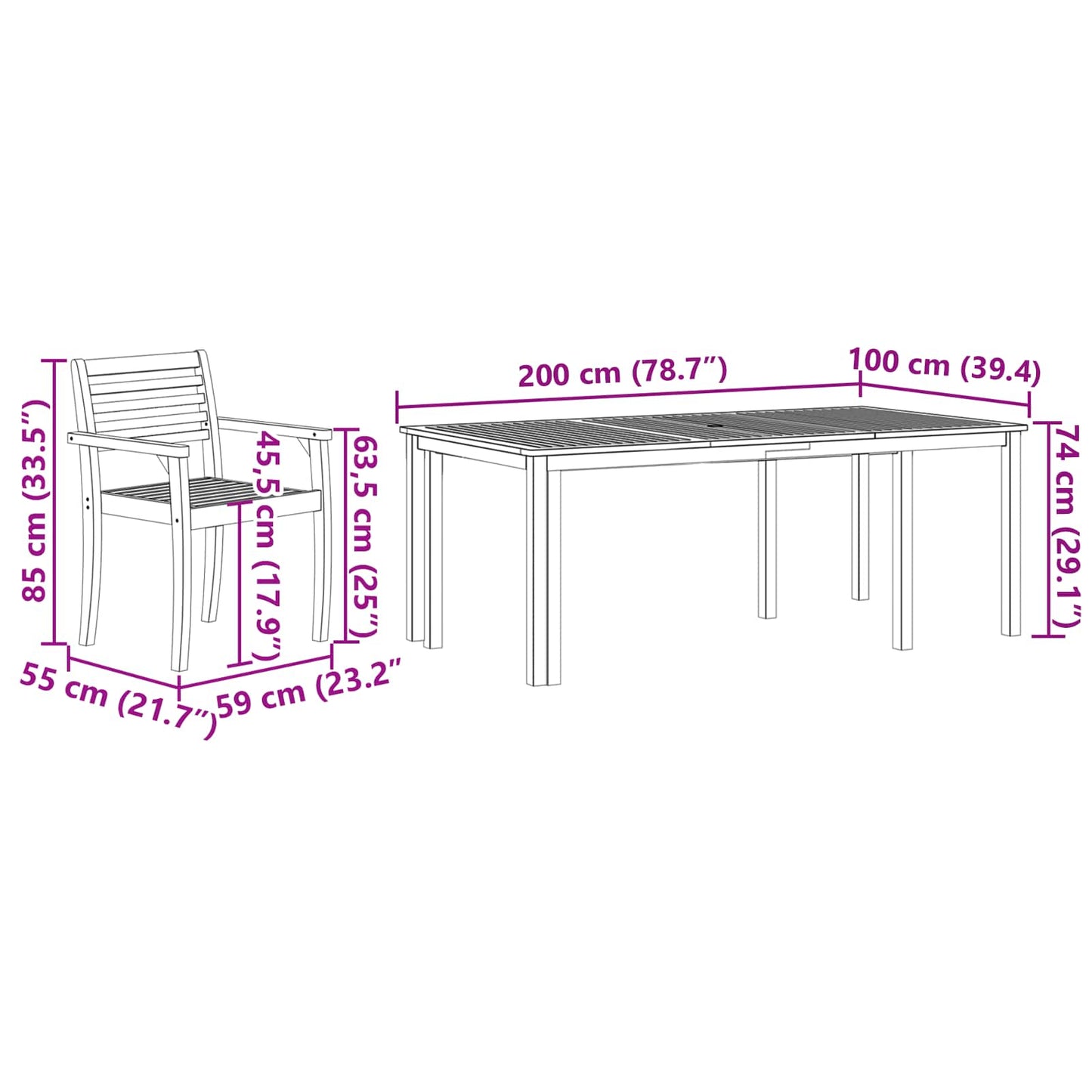 Garten Essgruppe 9 stk. Braun Massivholz Akazie