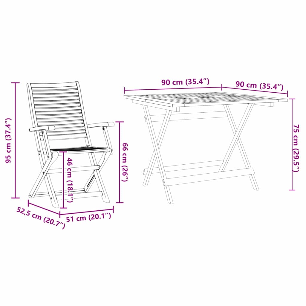 Garten Essgruppe 5 pcs Braun Massivholz Akazie