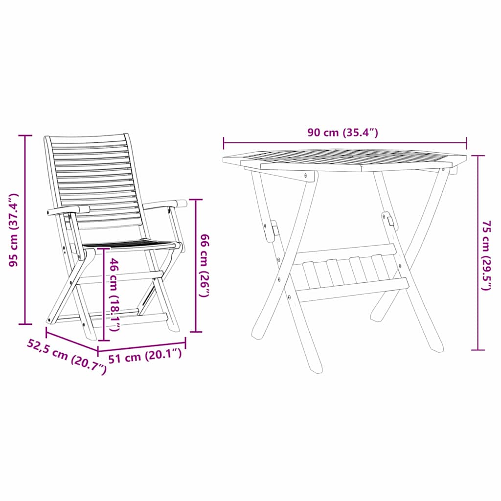 Garten Essgruppe 5 pcs Braun Massivholz Akazie