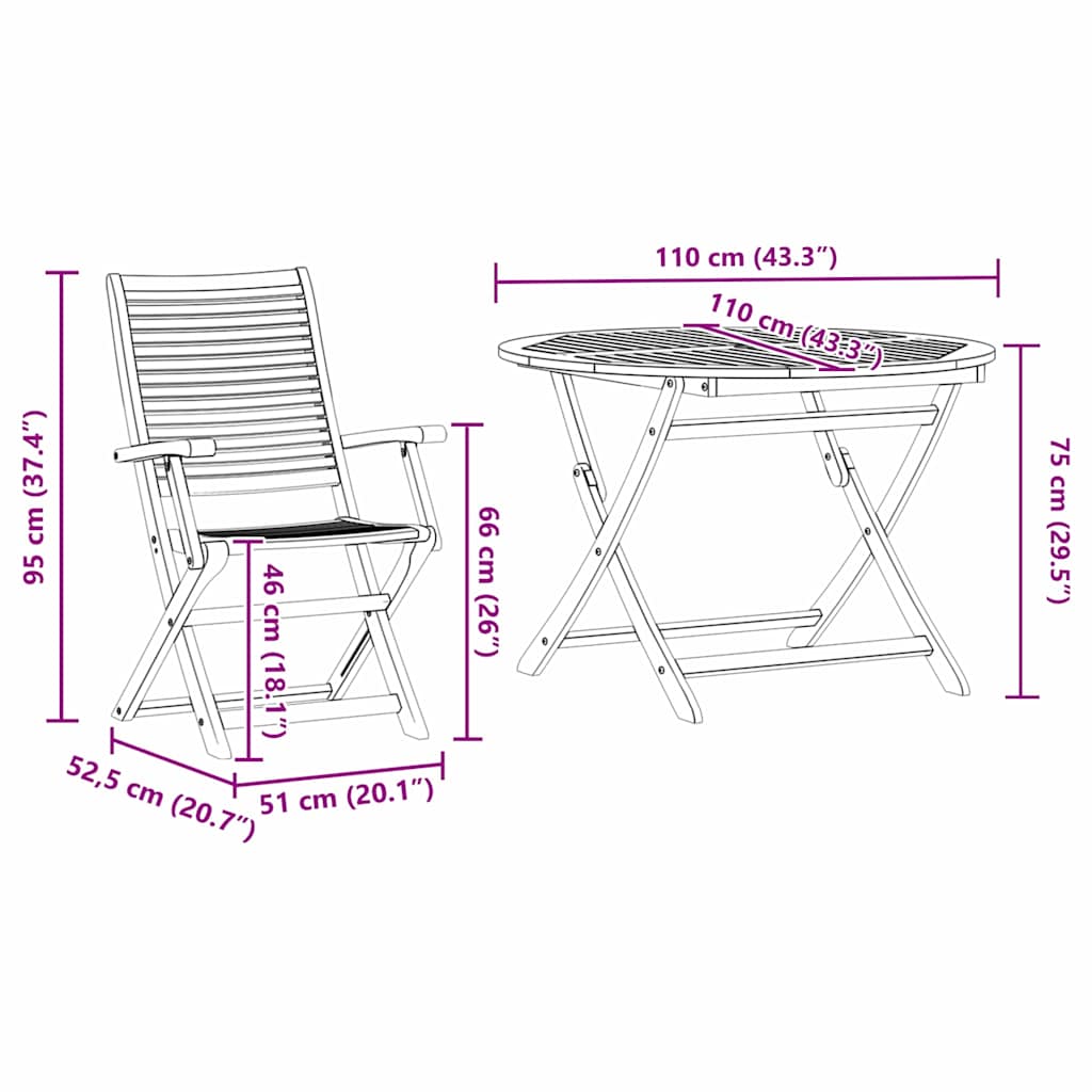 Garten Essgruppe 5 pcs Braun Massivholz Akazie