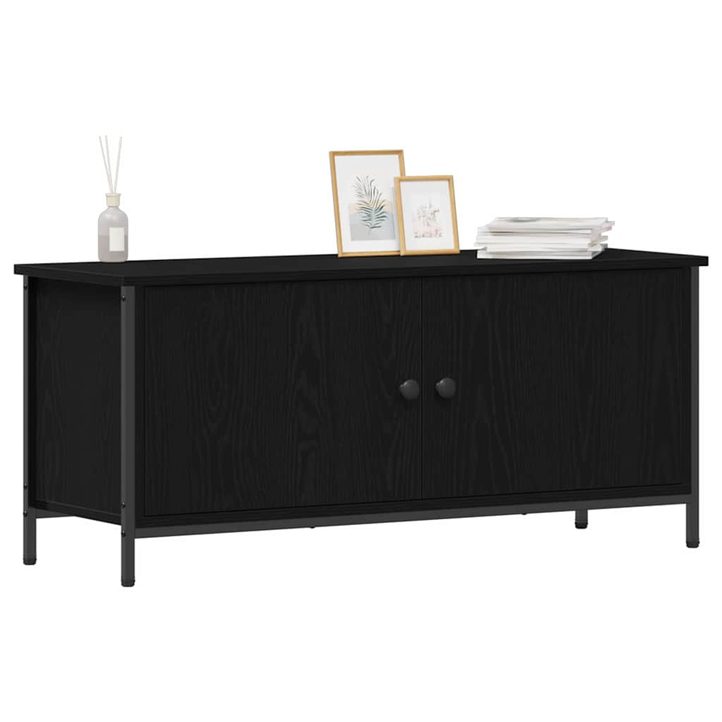 TV-Schrank Schwarz Eichen-Optik 100 x 35 x 45 cm Holzwerkstoff