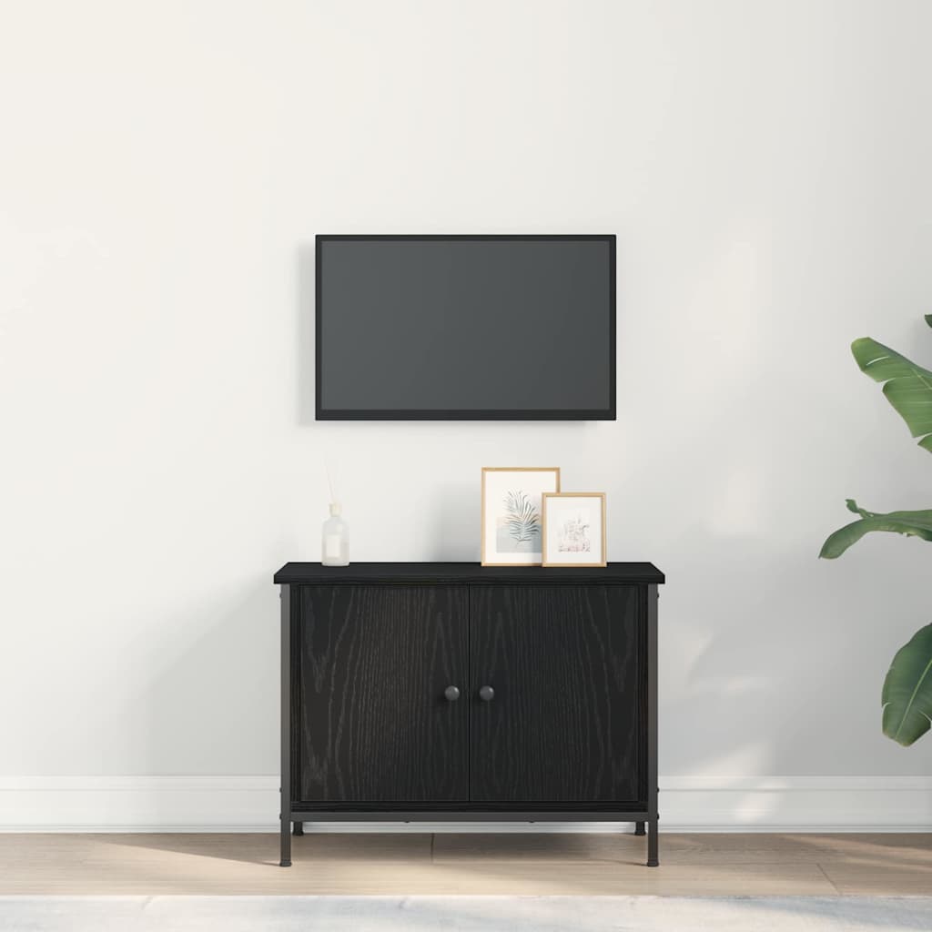 TV-Schrank Schwarz Eichen-Optik 60 x 35 x 45 cm Holzwerkstoff