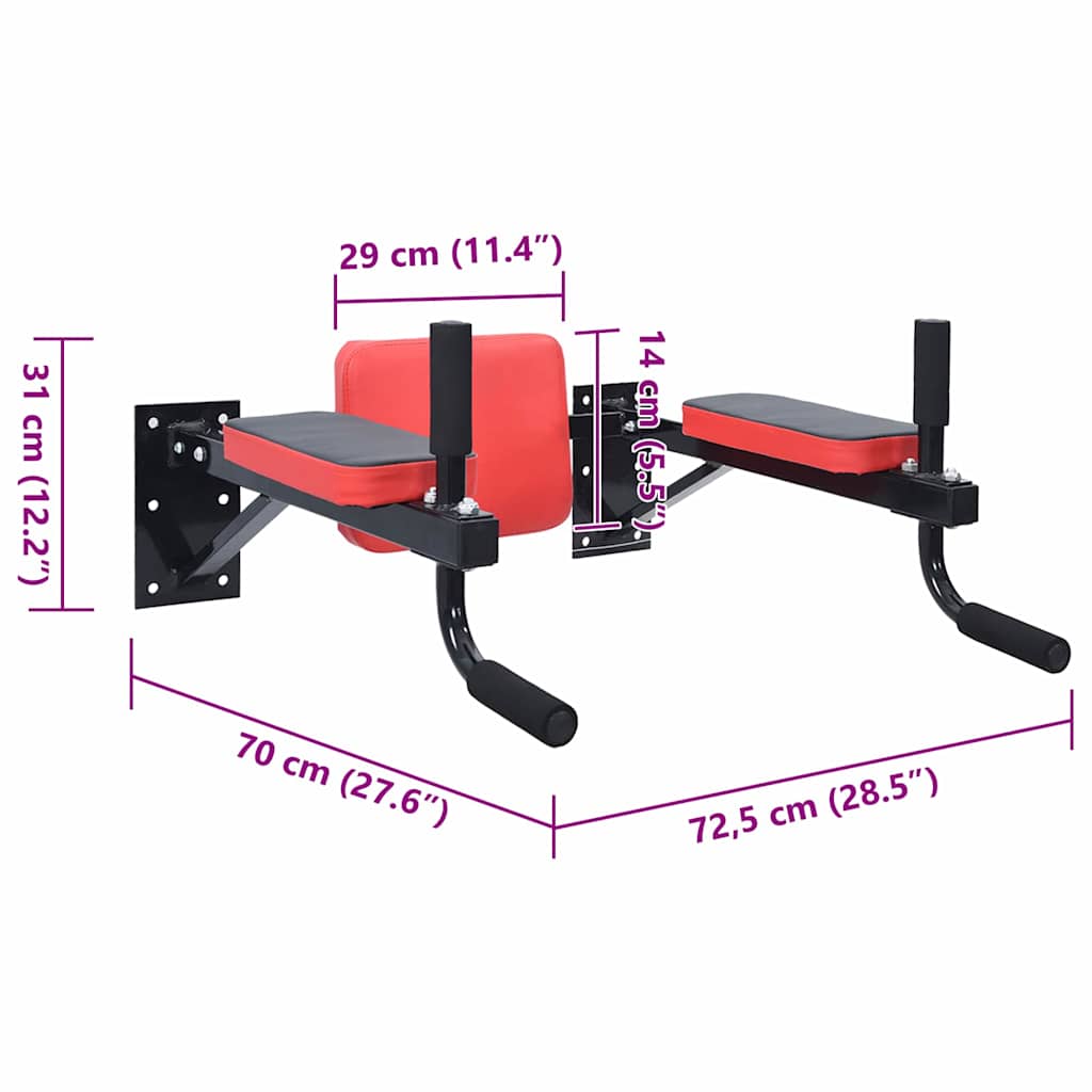 Dip Station Schwarz und Rot 72,5 x 70 x 31 cm