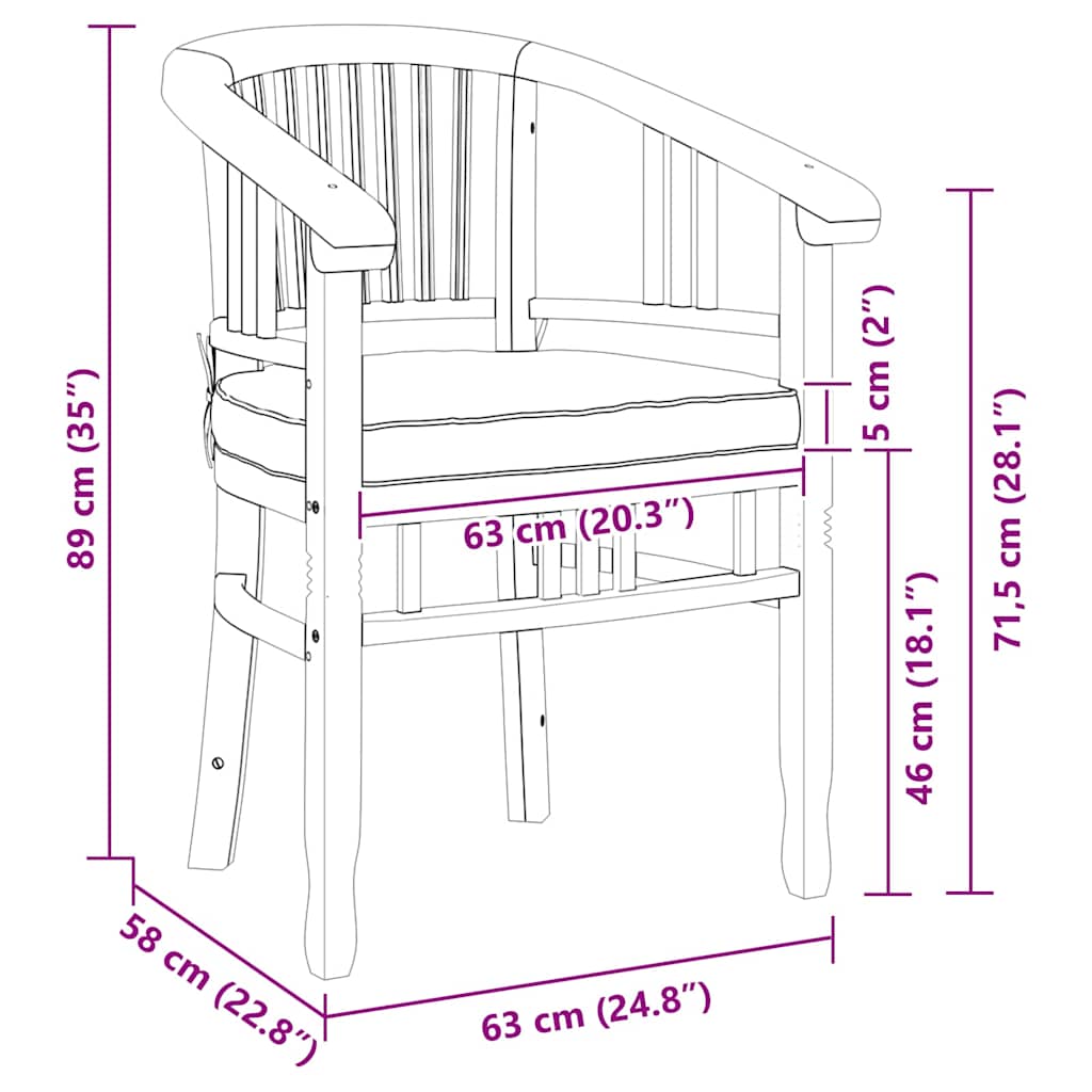 Stuhl 2 stk. Braun Massivholz Teak
