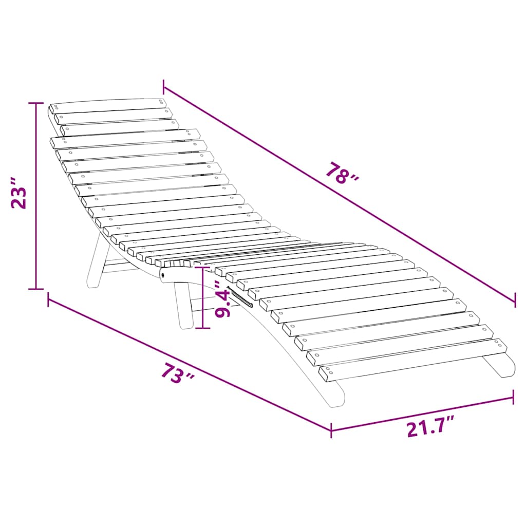 Sonnenliege Braun 184 x 55 x 59 cm Massives Teakholz