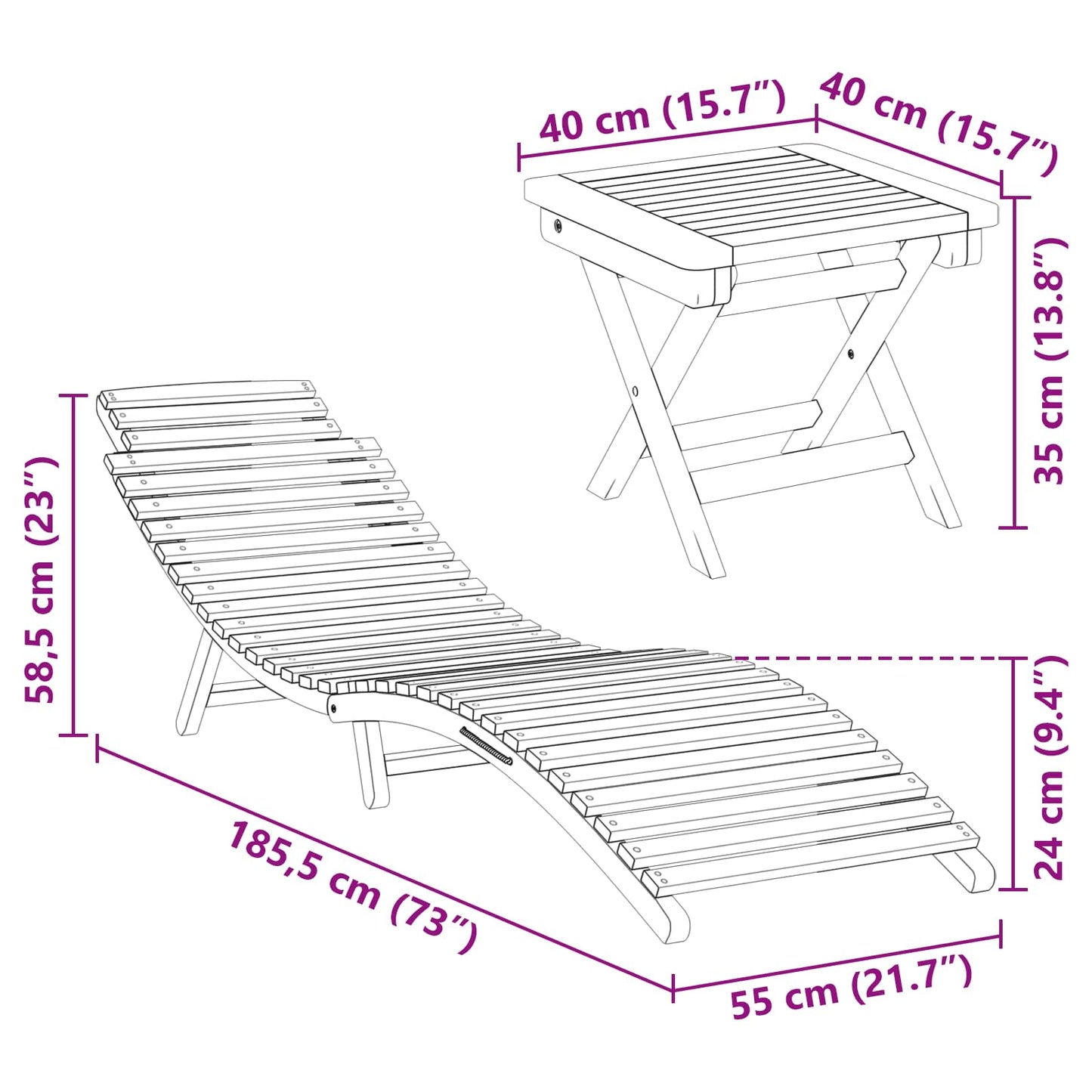 Sonnenliege 2 stk. Massivholz Teak Braun