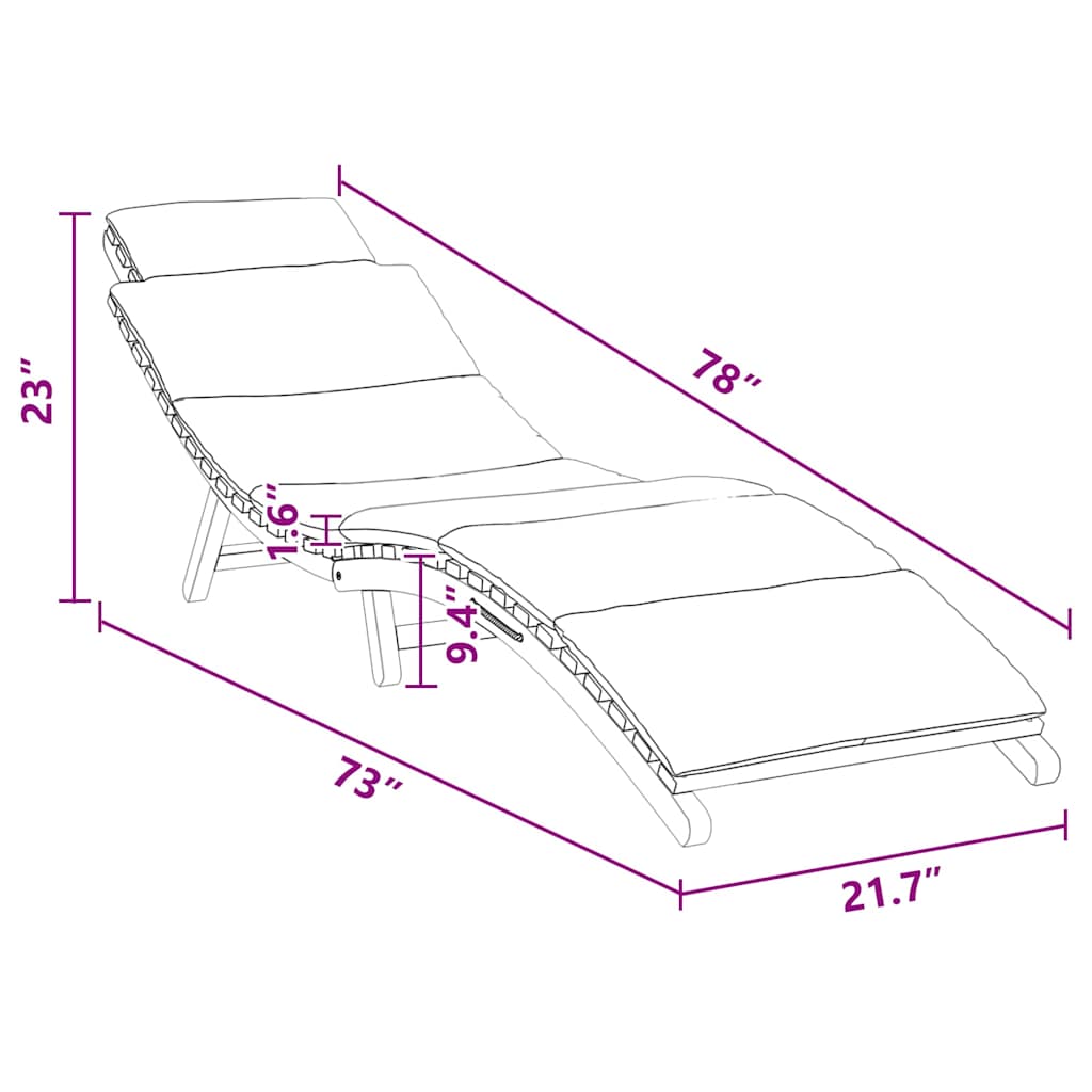 Sonnenliege Dunkelgrau 188 x 55 x 59 cm Massivholz Teak