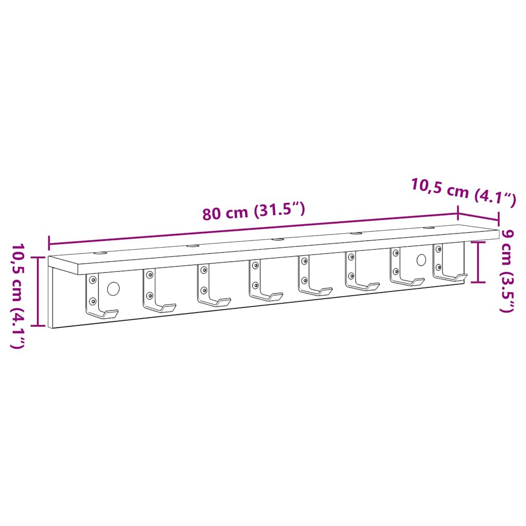 Wandmontierter Kleiderständer Sonoma Eiche 80 x 10.5 x 10.5 cm