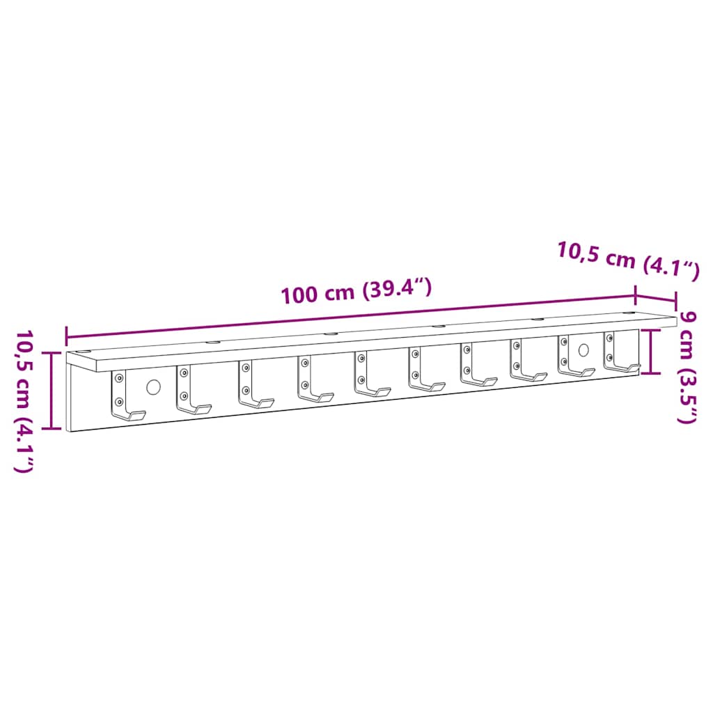 Wandmontierter Kleiderständer Weiß 100 x 10.5 x 10.5 cm