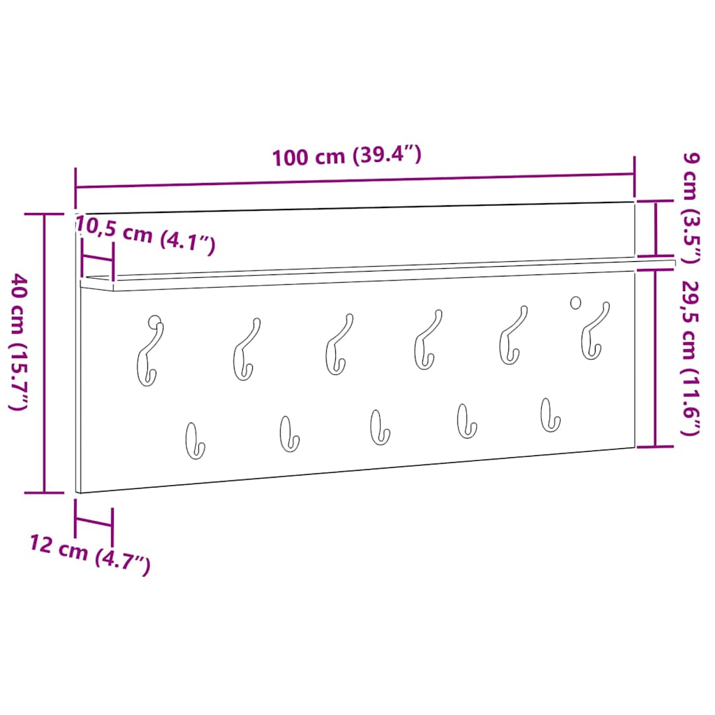 Wandmontierter Kleiderständer mit Regal Betongrau Holzwerkstoff