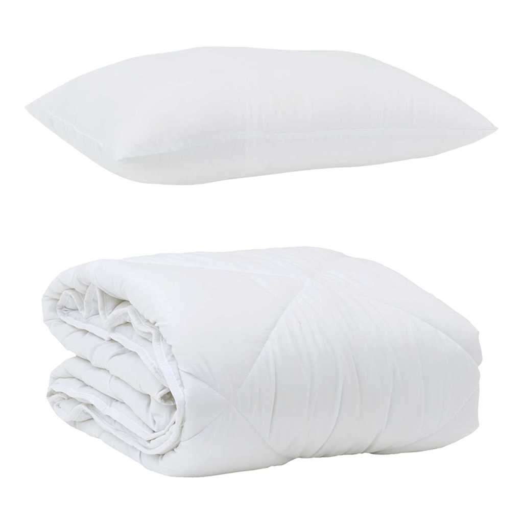 Sommerdecke mit Kissen 2 pcs Weiß Mikrofaser