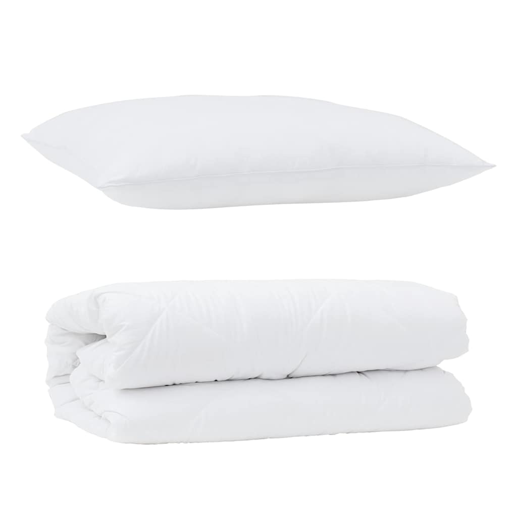 Bettdecken Set mit Kissen 2 pcs Weiß Mikrofaser