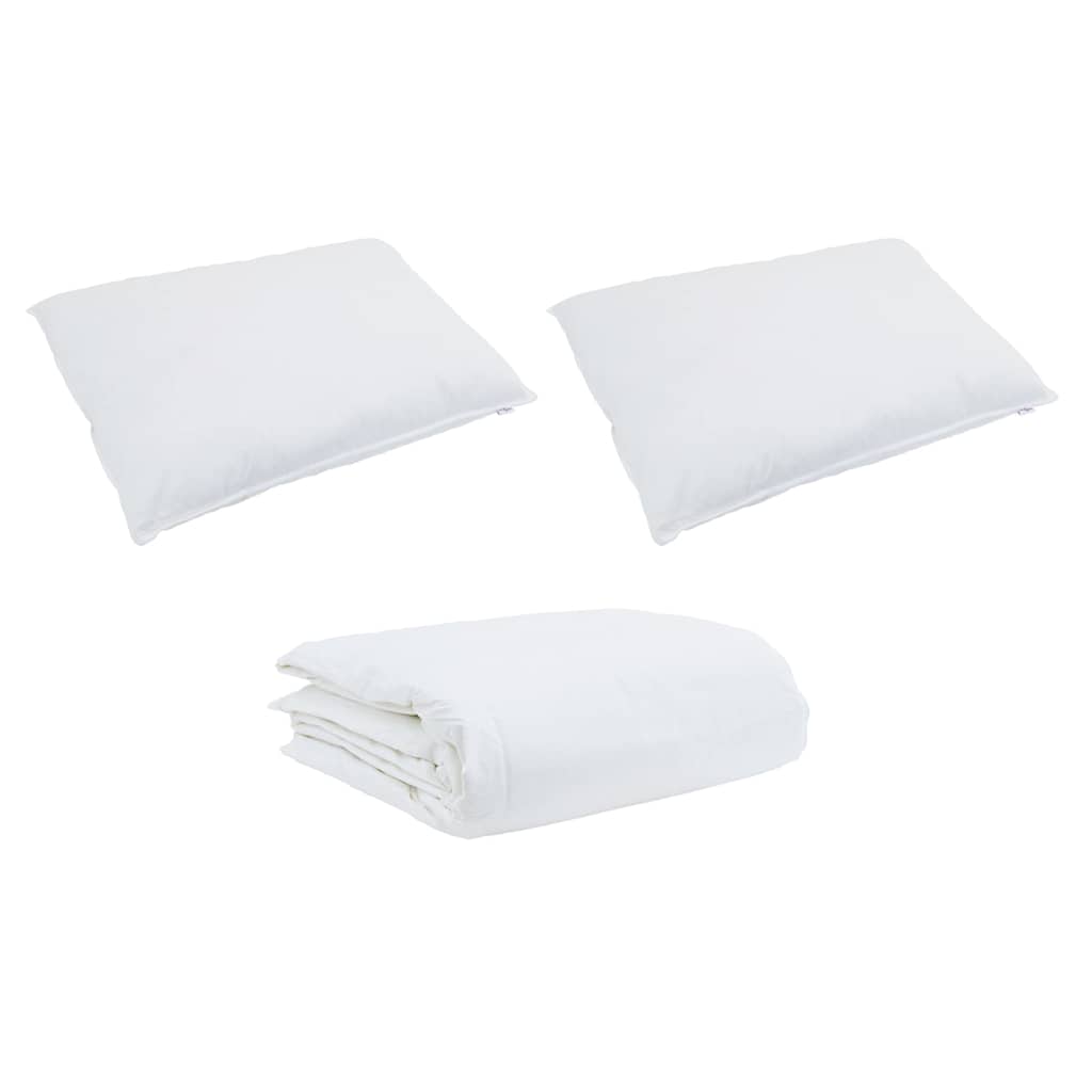 Bettdecken Set mit Kissen 3 pcs Weiß Baumwolle
