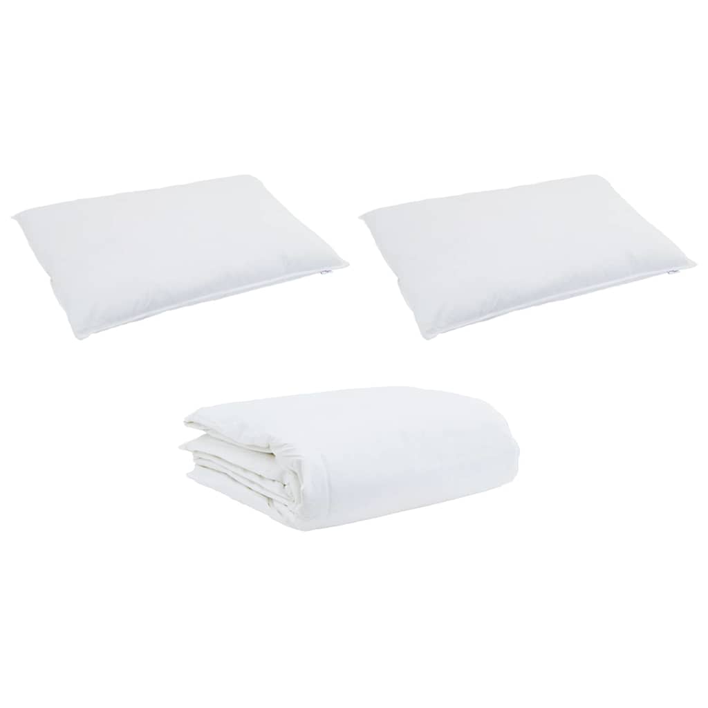 Bettdecken Set mit Kissen 3 pcs Weiß Baumwolle