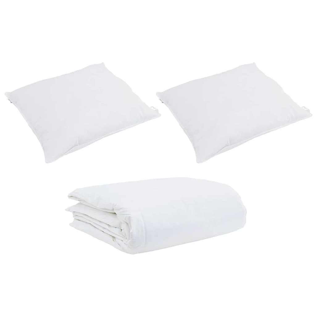 Bettdecken Set mit Kissen 3 pcs Weiß Baumwolle
