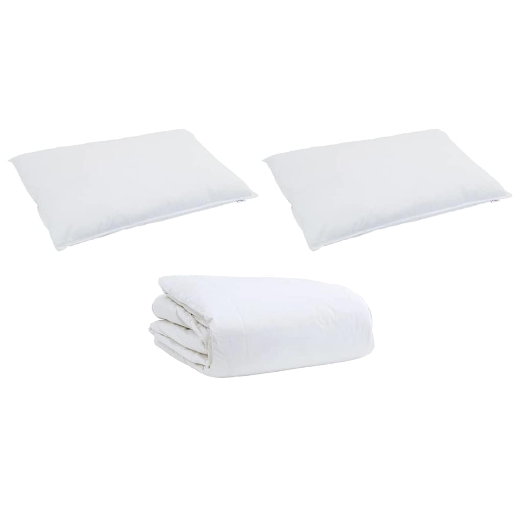 Bettdecken Set mit Kissen 3 pcs Weiß Baumwolle