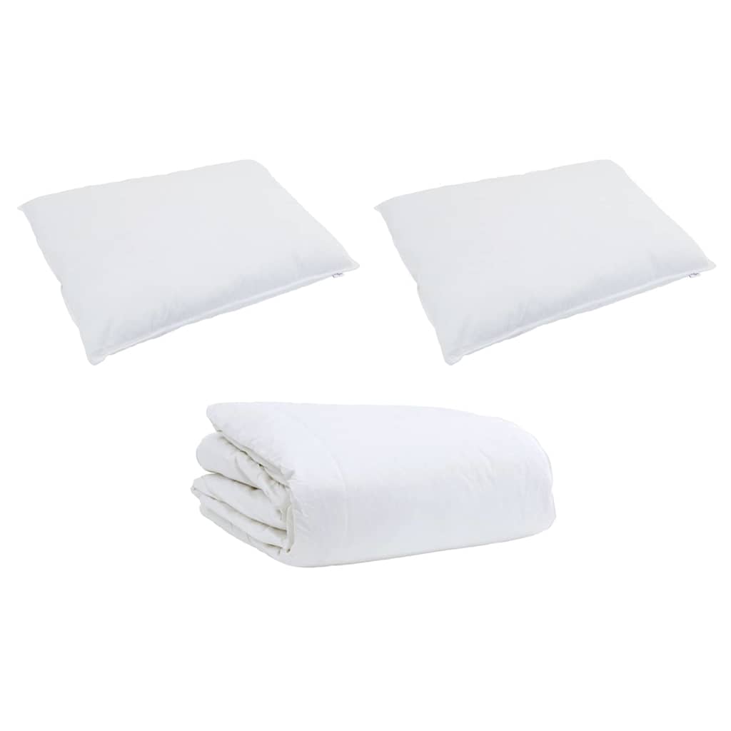 Bettdecken Set mit Kissen 3 pcs Weiß Baumwolle